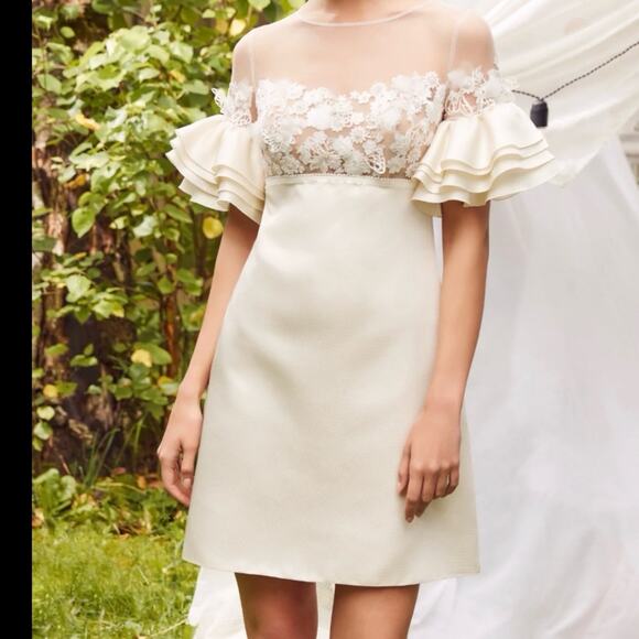 Rime Arodaky Astaire embroidered tulle, crepe and organza mini dress sz 42/ US s - Picture 2 of 12